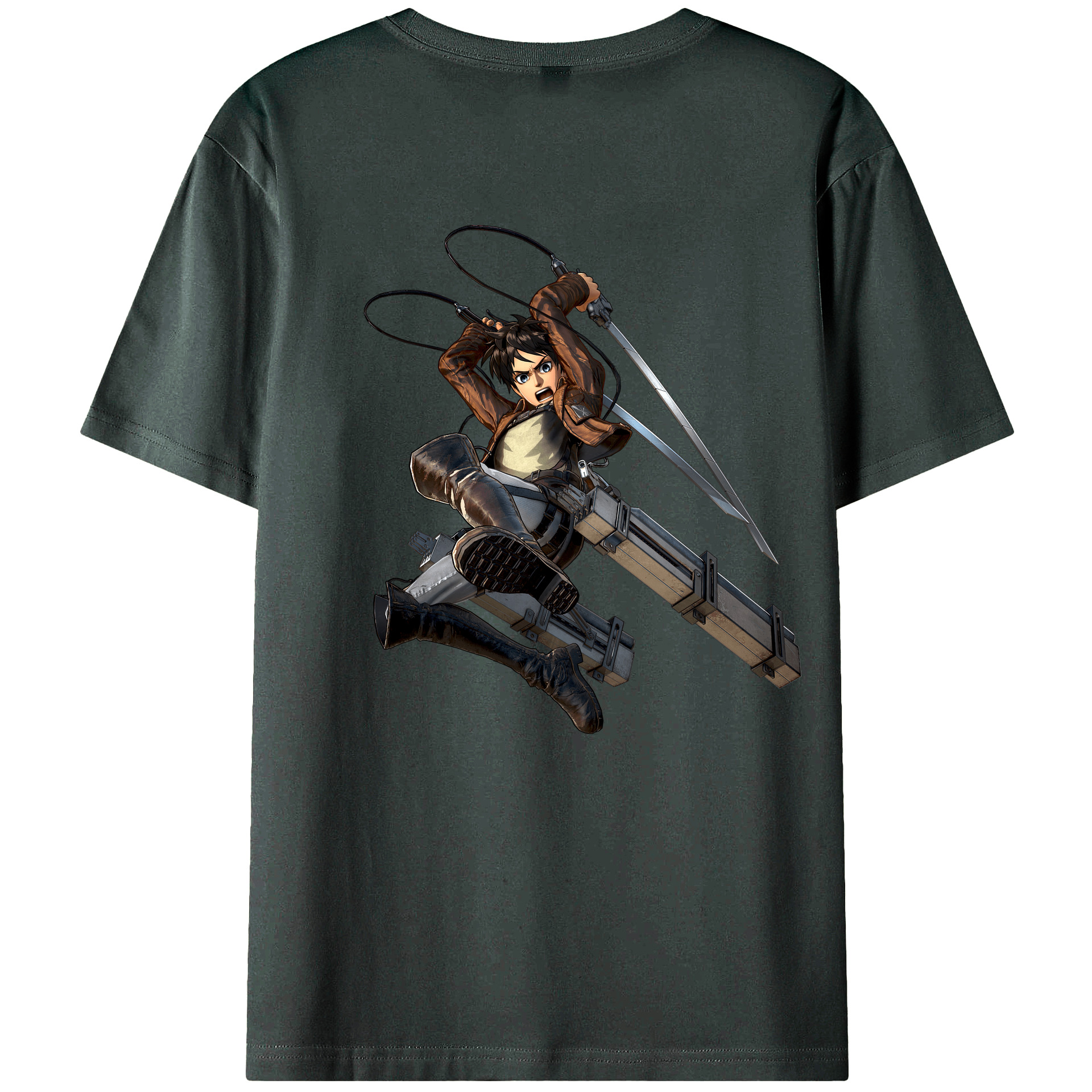 （画像用） 進撃の巨人 エレン･イェーガー Attack on Titan Eren Jäger 綿100％ メンズ半袖Tシャツ（バックプリント） 通気性